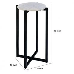 12.5 in. White and Black Marble Top Accent Round Side Table with Metal Frame by The Urban Port -The Urban Port Sales white and black the urban port end side tables upt 273471 1f 1000