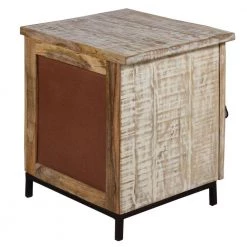 Antique White and Black Wooden Bedside Table with 1-Door and Metal Frame 20 in. L x 22 in. W x 24 in. H by The Urban Port -The Urban Port Sales white and black the urban port nightstands upt 263777 1f 1000