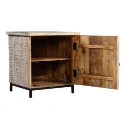 Antique White and Black Wooden Bedside Table with 1-Door and Metal Frame 20 in. L x 22 in. W x 24 in. H by The Urban Port -The Urban Port Sales white and black the urban port nightstands upt 263777 4f 1000