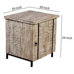 Antique White and Black Wooden Bedside Table with 1-Door and Metal Frame 20 in. L x 22 in. W x 24 in. H by The Urban Port -The Urban Port Sales white and black the urban port nightstands upt 263777 fa 1000