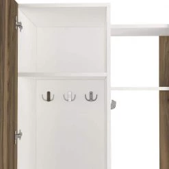 Modern White and Brown Wooden Closet Cabinet with Mirror Coat Hooks and Shelves by The Urban Port -The Urban Port Sales white and brown the urban port armoires wardrobes upt 272747 1f 1000