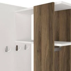 Modern White and Brown Wooden Closet Cabinet with Mirror Coat Hooks and Shelves by The Urban Port -The Urban Port Sales white and brown the urban port armoires wardrobes upt 272747 4f 1000