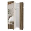 Modern White and Brown Wooden Closet Cabinet with Mirror Coat Hooks and Shelves by The Urban Port