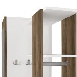 Modern White and Brown Wooden Closet Cabinet with Mirror Coat Hooks and Shelves by The Urban Port -The Urban Port Sales white and brown the urban port armoires wardrobes upt 272747 fa 1000 1