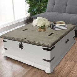 37 in. White/Brown Medium Rectangle Wood Coffee Table with Storage by The Urban Port -The Urban Port Sales white and brown the urban port coffee tables upt 205745 31 1000