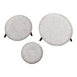 3-Piece 18 in. White/Brown Small Round Wood Coffee Table Set with Angled Tripod Base by The Urban Port -The Urban Port Sales white and brown the urban port coffee tables upt 209570 4f 1000