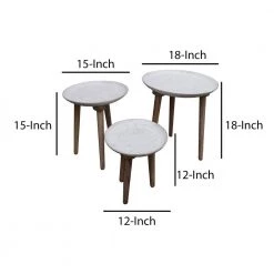 3-Piece 18 in. White/Brown Small Round Wood Coffee Table Set with Angled Tripod Base by The Urban Port -The Urban Port Sales white and brown the urban port coffee tables upt 209570 66 1000