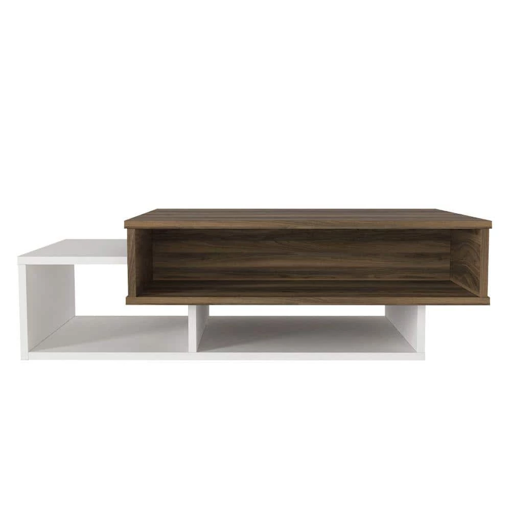 23.6 in. White and Brown Modern Wooden Rectangular Coffee Table with 3-Tier Storage by The Urban Port 1 23.6 in. White and Brown Modern Wooden Rectangular Coffee Table with 3-Tier Storage by The Urban Port