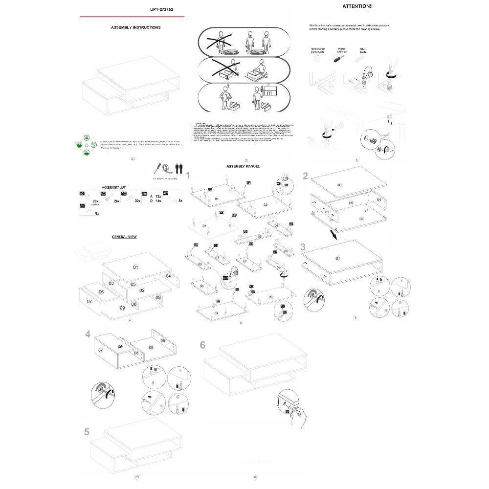 23.6 in. White and Brown Modern Wooden Rectangular Coffee Table with 3-Tier Storage by The Urban Port 9 23.6 in. White and Brown Modern Wooden Rectangular Coffee Table with 3-Tier Storage by The Urban Port - Image 9