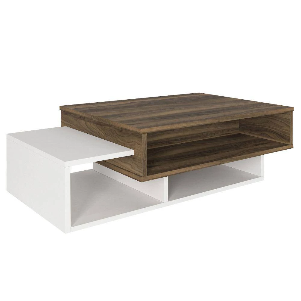 23.6 in. White and Brown Modern Wooden Rectangular Coffee Table with 3-Tier Storage by The Urban Port 2 23.6 in. White and Brown Modern Wooden Rectangular Coffee Table with 3-Tier Storage by The Urban Port - Image 2
