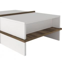 23.6 in. White and Brown Modern Wood Rectangular Coffee Table with Side Shelf by The Urban Port -The Urban Port Sales white and brown the urban port coffee tables upt 272753 1f 1000