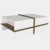23.6 in. White and Brown Modern Wood Rectangular Coffee Table with Side Shelf by The Urban Port