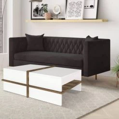 23.6 in. White and Brown Modern Wood Rectangular Coffee Table with Side Shelf by The Urban Port -The Urban Port Sales white and brown the urban port coffee tables upt 272753 76 1000