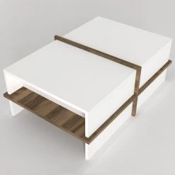 23.6 in. White and Brown Modern Wood Rectangular Coffee Table with Side Shelf by The Urban Port -The Urban Port Sales white and brown the urban port coffee tables upt 272753 c3 1000