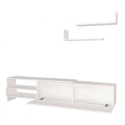 71.6 in. White Wood TV Console Entertainment Media Center with Storage 2 Floating Wall Shelves (3 Piece Set) by The Urban Port -The Urban Port Sales white and brown the urban port tv stands upt 272745 c3 1000