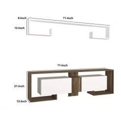 70.9 in. White and Brown Wooden TV Console Entertainment Media Center with Wall Mounted Floating Shelf (2 Piece Set) by The Urban Port -The Urban Port Sales white and brown the urban port tv stands upt 272746 44 1000