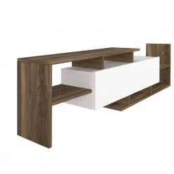 60.5 in. White and Brown Modern Wooden TV Console Entertainment Center with Floating Wall Shelf (2 Piece Set) by The Urban Port -The Urban Port Sales white and brown the urban port tv stands upt 272748 4f 1000