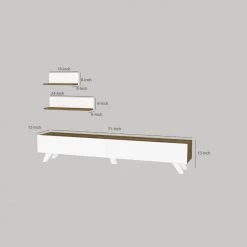 70.9 in. White and Brown Wooden Rectangular TV Console Entertainment Center with 2 Wall Shelves by The Urban Port -The Urban Port Sales white and brown the urban port tv stands upt 272755 44 1000