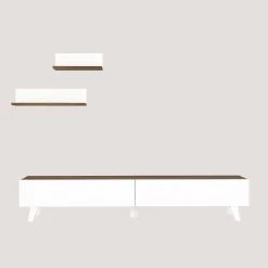 70.9 in. White and Brown Wooden Rectangular TV Console Entertainment Center with 2 Wall Shelves by The Urban Port -The Urban Port Sales white and brown the urban port tv stands upt 272755 c3 1000