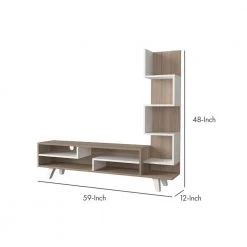 58.9 in. White and Oak Brown Modern Wood TV Console Entertainment Center with Stacked Shelves by The Urban Port -The Urban Port Sales white and brown the urban port tv stands upt 272756 44 1000