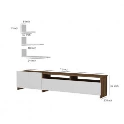 70.9 in. White and Brown Wooden TV Console Entertainment Center with 4 Cabinet Doors and 3 Wall Shelves by The Urban Port -The Urban Port Sales white and brown the urban port tv stands upt 272757 44 1000