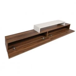 70.9 in. Walnut Brown and White TV Media Console Entertainment Center with 2 Drop Down Doors and 2 Wall Shelves by The Urban Port -The Urban Port Sales white and brown the urban port tv stands upt 272772 4f 1000