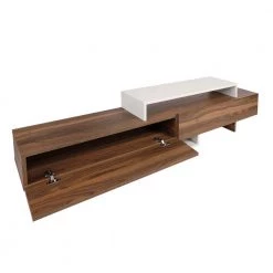 70.9 in. Walnut Brown and White TV Media Console Entertainment Center with 2 Drop Down Doors and 2 Wall Shelves by The Urban Port -The Urban Port Sales white and brown the urban port tv stands upt 272772 c3 1000