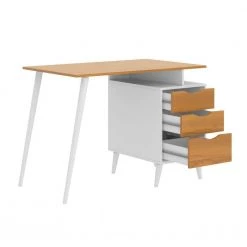 40.94 in. W Rectangular White and Brown Wooden 3-Drawer Office Computer Desk with Angled Legs and Attached File Cabinet by The Urban Port -The Urban Port Sales white and brown the urban port writing desks upt 225270 1f 1000