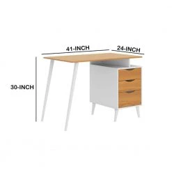 40.94 in. W Rectangular White and Brown Wooden 3-Drawer Office Computer Desk with Angled Legs and Attached File Cabinet by The Urban Port -The Urban Port Sales white and brown the urban port writing desks upt 225270 44 1000