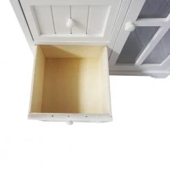 White 3-Drawer Wooden Accent Cabinet with Glass Door and Round Knobs by The Urban Port -The Urban Port Sales white the urban port accent cabinets upt 230665 44 1000