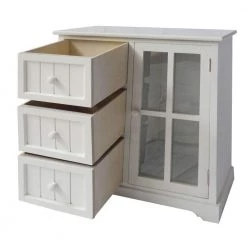 White 3-Drawer Wooden Accent Cabinet with Glass Door and Round Knobs by The Urban Port -The Urban Port Sales white the urban port accent cabinets upt 230665 4f 1000