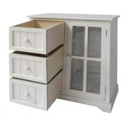 White 3-Drawer Wooden Accent Cabinet with Glass Door and Round Knobs by The Urban Port -The Urban Port Sales white the urban port accent cabinets upt 230665 77 1000