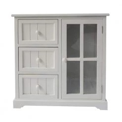 White 3-Drawer Wooden Accent Cabinet with Glass Door and Round Knobs by The Urban Port -The Urban Port Sales white the urban port accent cabinets upt 230665 c3 1000