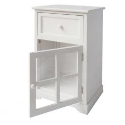 White Single Drawer Wooden Accent Cabinet with Glass Door and Round Knobs by The Urban Port -The Urban Port Sales white the urban port accent cabinets upt 230666 1f 1000