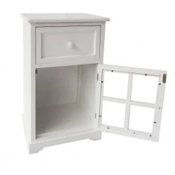 White Single Drawer Wooden Accent Cabinet with Glass Door and Round Knobs by The Urban Port -The Urban Port Sales white the urban port accent cabinets upt 230666 44 1000