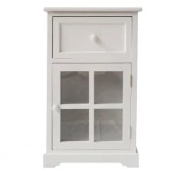 White Single Drawer Wooden Accent Cabinet with Glass Door and Round Knobs by The Urban Port -The Urban Port Sales white the urban port accent cabinets upt 230666 e1 1000