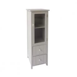 35.58 inches H White 2-Drawer Wooden Accent Cabinet with Glass Door and Round Knobs by The Urban Port
