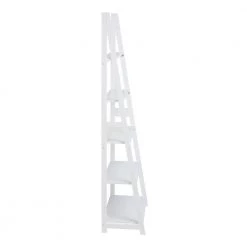 Iza 70.2 in. White Rubberwood 5 Tier Storage A Shaped Frame Ladder Bookshelf by The Urban Port -The Urban Port Sales white the urban port bookcases bookshelves upt 266386 4f 1000