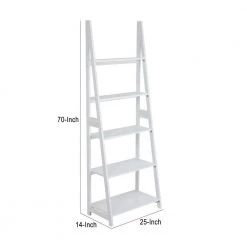 Iza 70.2 in. White Rubberwood 5 Tier Storage A Shaped Frame Ladder Bookshelf by The Urban Port -The Urban Port Sales white the urban port bookcases bookshelves upt 266386 fa 1000