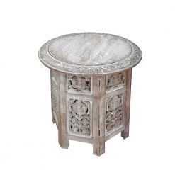 18 in. Distressed White Small Round Wood Coffee Table by The Urban Port