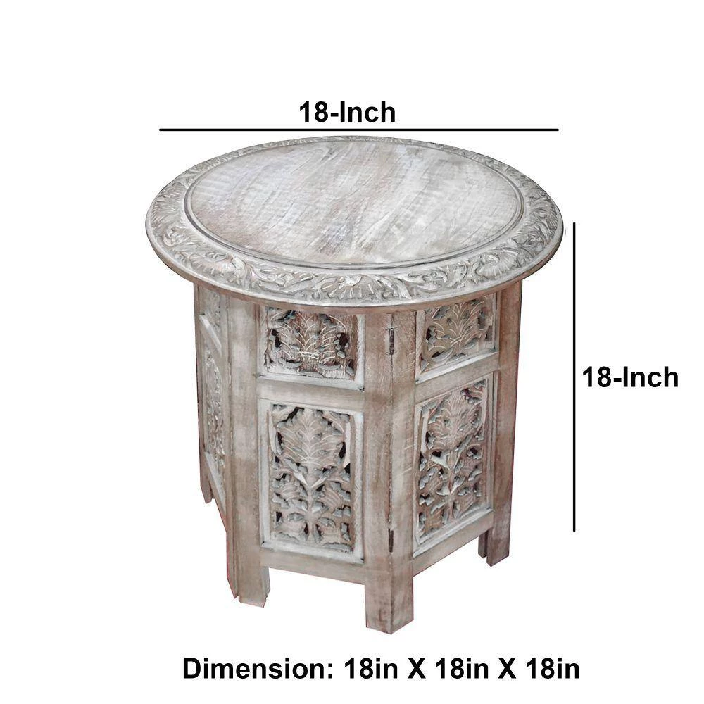 18 in. Distressed White Small Round Wood Coffee Table by The Urban Port 6 18 in. Distressed White Small Round Wood Coffee Table by The Urban Port - Image 6