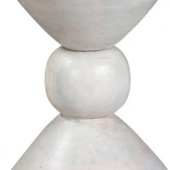 17 in. White Farmhouse End Table with Spool Shape Design and Wooden Body by The Urban Port -The Urban Port Sales white the urban port end side tables upt 263258 1f 1000