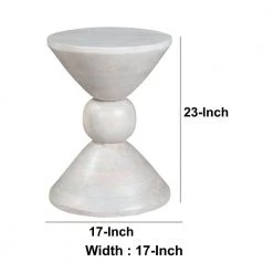 17 in. White Farmhouse End Table with Spool Shape Design and Wooden Body by The Urban Port -The Urban Port Sales white the urban port end side tables upt 263258 44 1000