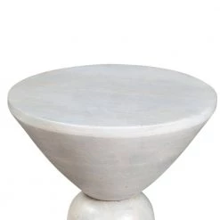 17 in. White Farmhouse End Table with Spool Shape Design and Wooden Body by The Urban Port -The Urban Port Sales white the urban port end side tables upt 263258 c3 1000