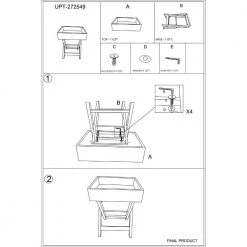 17 in. Washed White Farmhouse Square Tray Mango Wood Top End Table with X-Shape Foldable Frame by The Urban Port -The Urban Port Sales white the urban port end side tables upt 272549 d4 1000